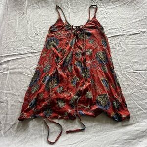 Floral Red and Blue Sleeveless Roxy Dress